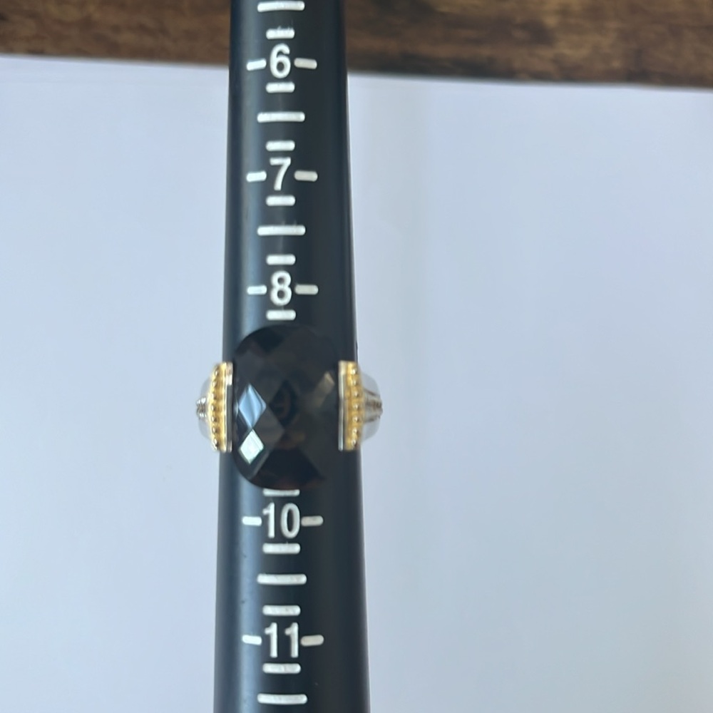 Size 9 Silver Large Rectangle Brown Stone Ring - image 7